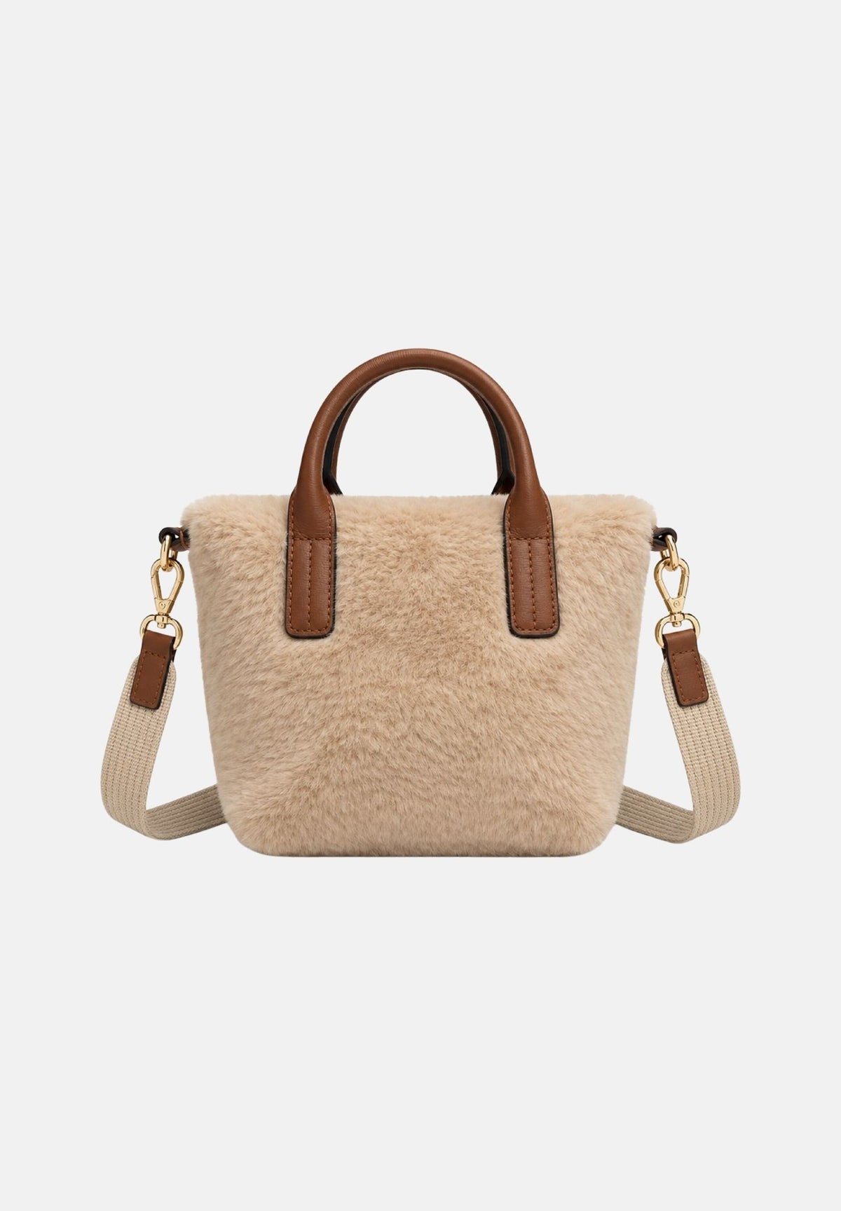 TOMMY HILFIGER Borsa a mano beige per donna con morbido rivestimento effetto pelliccia teddy AW0AW19311 0F4 TOMMY HILFIGER 