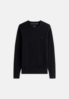 TOMMY HILFIGER Maglia girocollo  COTTON CASHMERE CREW NECK JUMPER Black nero da uomo  maniche lunghe e logo ricamato sul petto<BR/> MW0MW28046 BDS TOMMY HILFIGER 