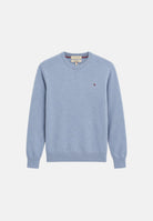 TOMMY HILFIGER Maglione girocollo TH MONOGRAM COTTON vessel blue- azzurro polvere MW0MW28046 DVD TOMMY HILFIGER 
