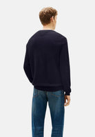 TOMMY HILFIGER Maglioncino girocollo blu da uomo con ricamo bandierina MW0MW36347 DW5 TOMMY HILFIGER 