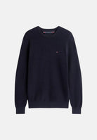 TOMMY HILFIGER Maglioncino girocollo blu da uomo con ricamo bandierina MW0MW36347 DW5 TOMMY HILFIGER 