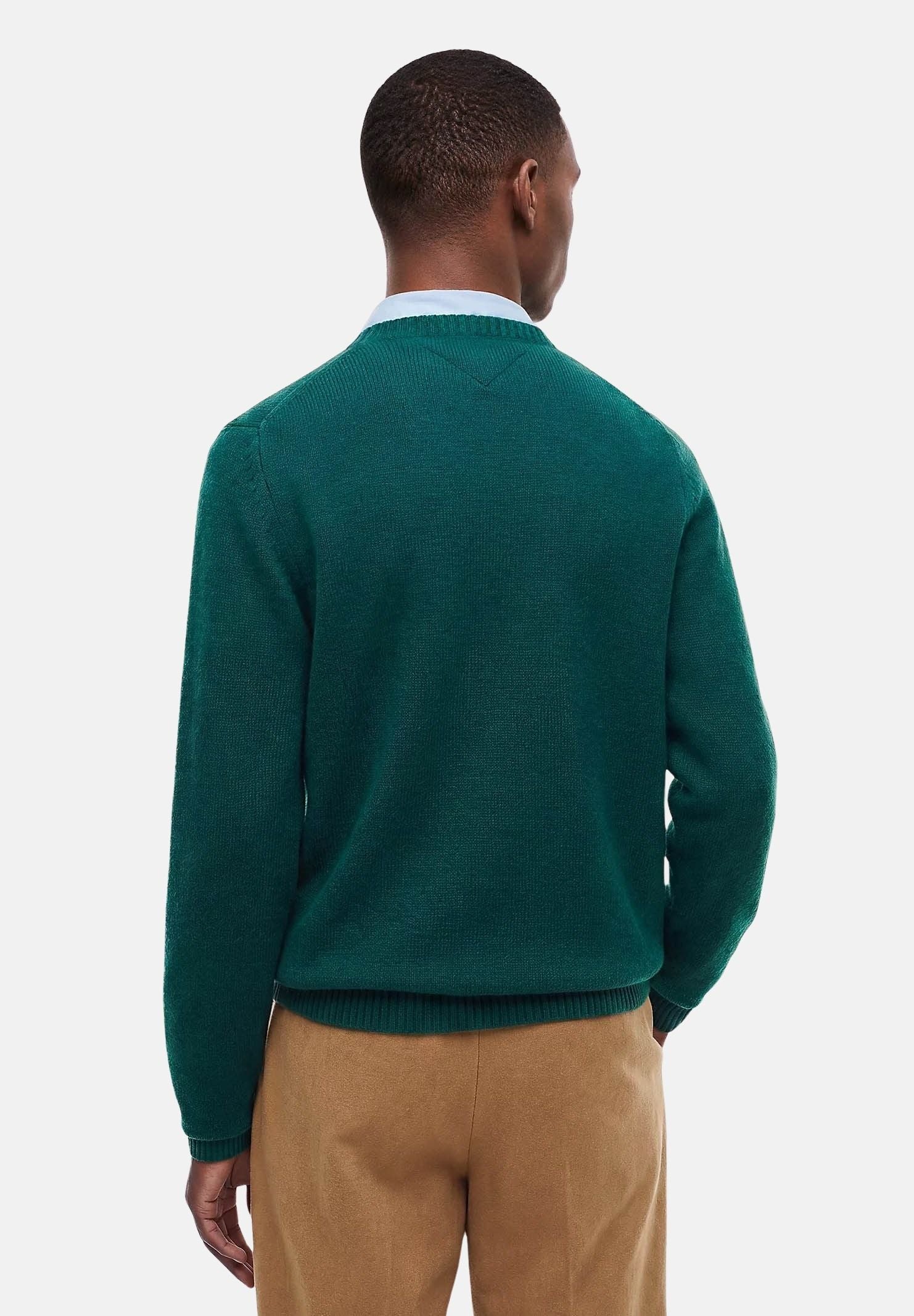 TOMMY HILFIGER Maglia PURE LAMBSWOOL CREW NECK Ornamental Green Heather verde petrolio scuro  da uomo MW0MW36535 MRB TOMMY HILFIGER 