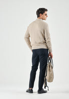 TOMMY HILFIGER Polo in maglia Classic Cotton Cable Batique Khaki beige da uomo. MW0MW41955 AEG TOMMY HILFIGER 