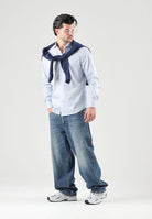 TOMMY HILFIGER Camicia manica lunga SMART STRIPE cloudy-white, celeste ciaro da uomo con fantasia a righe verticali<BR/> MW0MW42722 C14 TOMMY HILFIGER 
