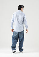 TOMMY HILFIGER Camicia manica lunga SMART STRIPE cloudy-white, celeste ciaro da uomo con fantasia a righe verticali<BR/> MW0MW42722 C14 TOMMY HILFIGER 