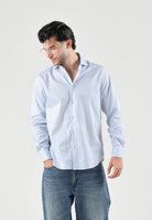 TOMMY HILFIGER Camicia manica lunga SMART STRIPE cloudy-white, celeste ciaro da uomo con fantasia a righe verticali<BR/> MW0MW42722 C14 TOMMY HILFIGER 