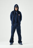 TOMMY HILFIGER Felpa FRENCH TERRY con zip, carbon blu, blu scuro d uomo con ricamo laterale<BR/> MW0MW43382 DCC TOMMY HILFIGER 