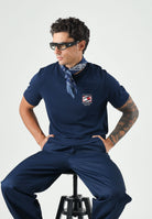 TOMMY HILFIGER T-shirt WAVY FLAG carbon navy, blu, da uomo con ricamo grafico MW0MW43390 DCC TOMMY HILFIGER 
