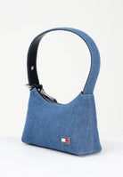 TOMMY JEANS Borsa a spalla in denim blu da donna con logo laterale e fiinitura effetto denim AW0AW17877 1AF TOMMY JEANS 