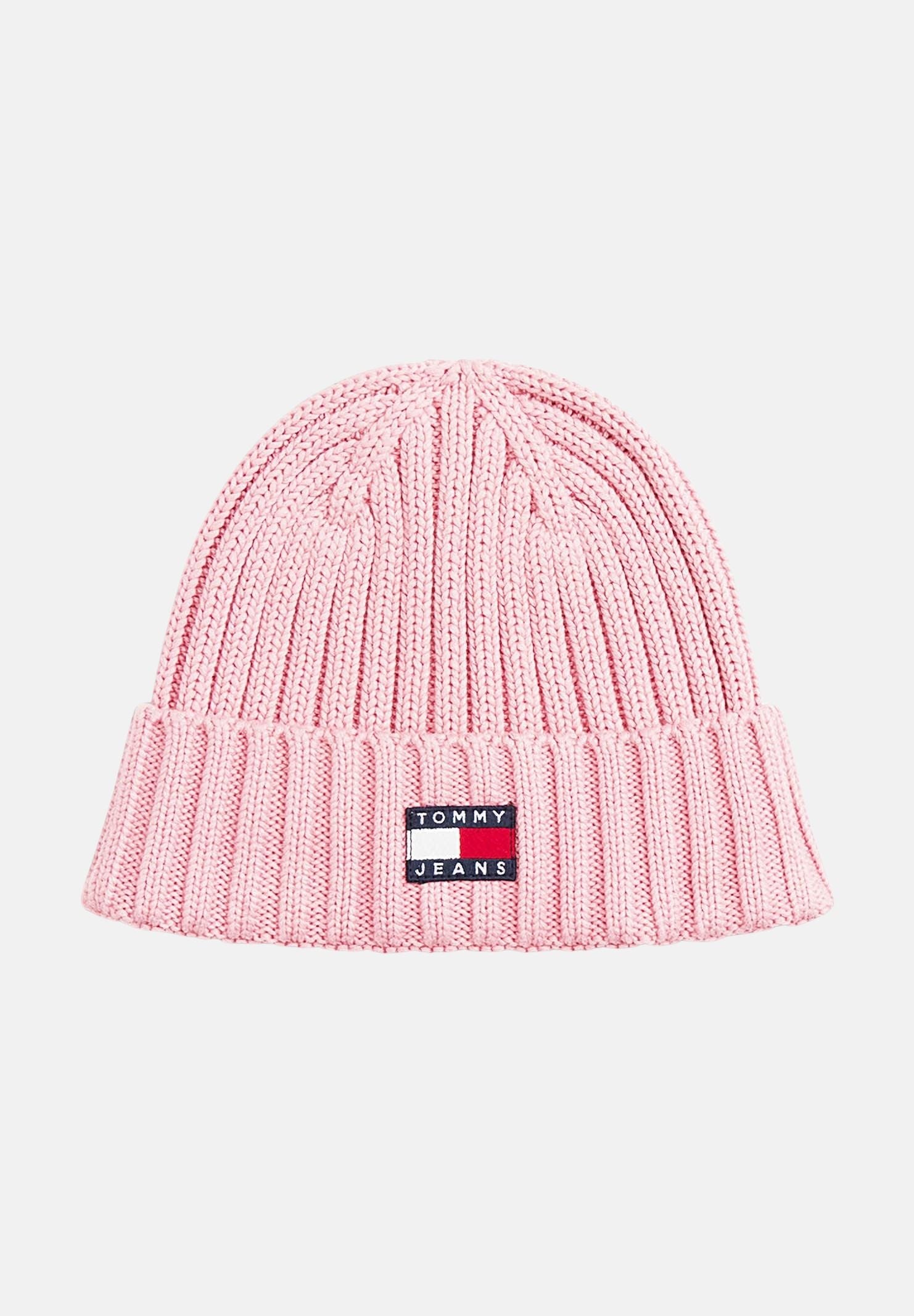 TOMMY JEANS Cappello di lana Heritage rosa da donna con lavorazione a coste, bordo risvoltato AW0AW18979 TPI TOMMY JEANS 