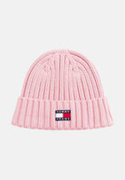 TOMMY JEANS Cappello di lana Heritage rosa da donna con lavorazione a coste, bordo risvoltato AW0AW18979 TPI TOMMY JEANS 