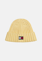 TOMMY JEANS Cappello giallo per uomo e donna con lavorazione a costine e patch logo rettangolare sul risvolto AW0AW18979 ZF9 TOMMY JEANS 