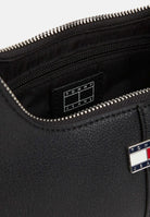 TOMMY JEANS Borsa a spalla nera per donna con silhouette hobo, chiusura con zip e logo flag frontale. AW0AW19059 BDS TOMMY JEANS 