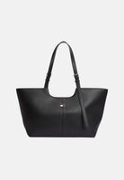 TOMMY JEANS Borsa tote nera per donna con doppi manici lunghi, chiusura con zip e logo flag frontale. AW0AW19064 BDS TOMMY JEANS 
