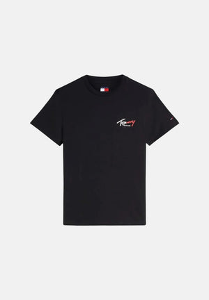 TOMMY JEANS T-shirt a manica corta nera da uomo con logo frontale DM0DM22538 BDS TOMMY JEANS 
