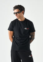 TOMMY JEANS T-shirt a manica corta nera da uomo con logo frontale DM0DM22538 BDS TOMMY JEANS 