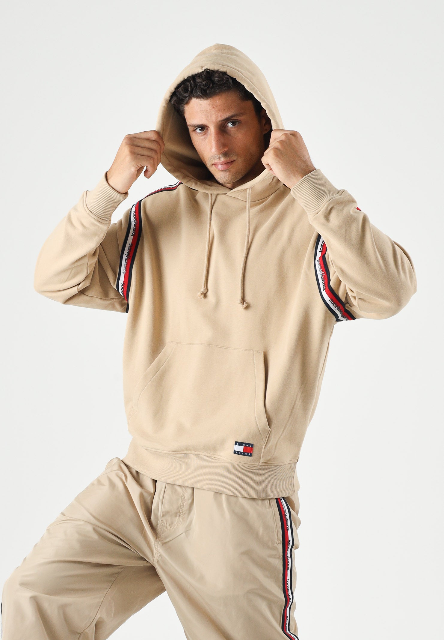 TOMMY JEANS Felpa TJM RELAXED con cappuccio gentle gold beige da uomo<BR/> DM0DM23155 AB9 TOMMY JEANS 