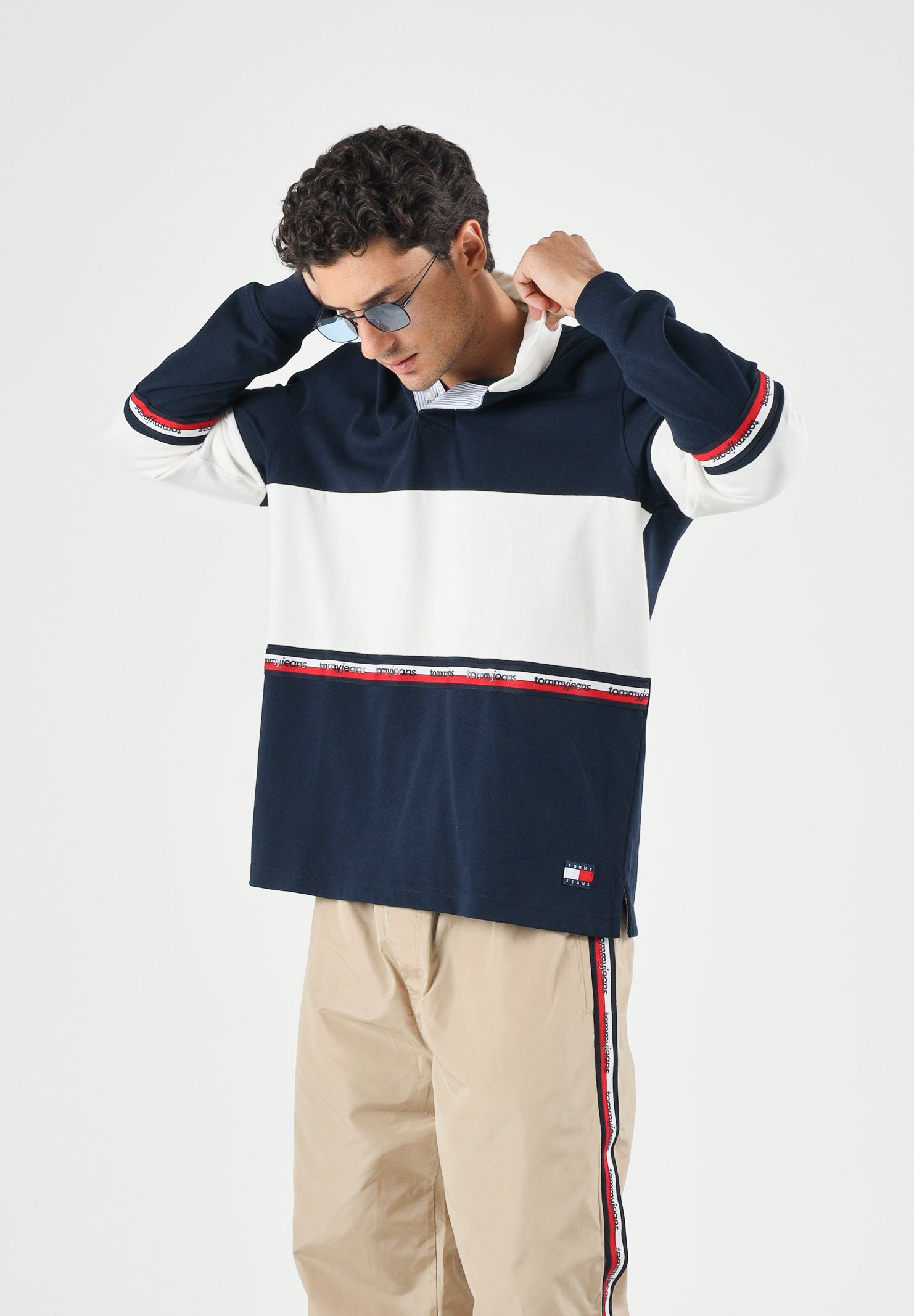 TOMMY JEANS Polo TJM RELAXED a maniche lunghe navy blu da uomo<BR/> DM0DM23161 C1G TOMMY JEANS 