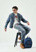 TOMMY JEANS Giubbotto RYAN DISTRESSED denim dark blu da uomo<BR/> DM0DM23369 1BK TOMMY JEANS 