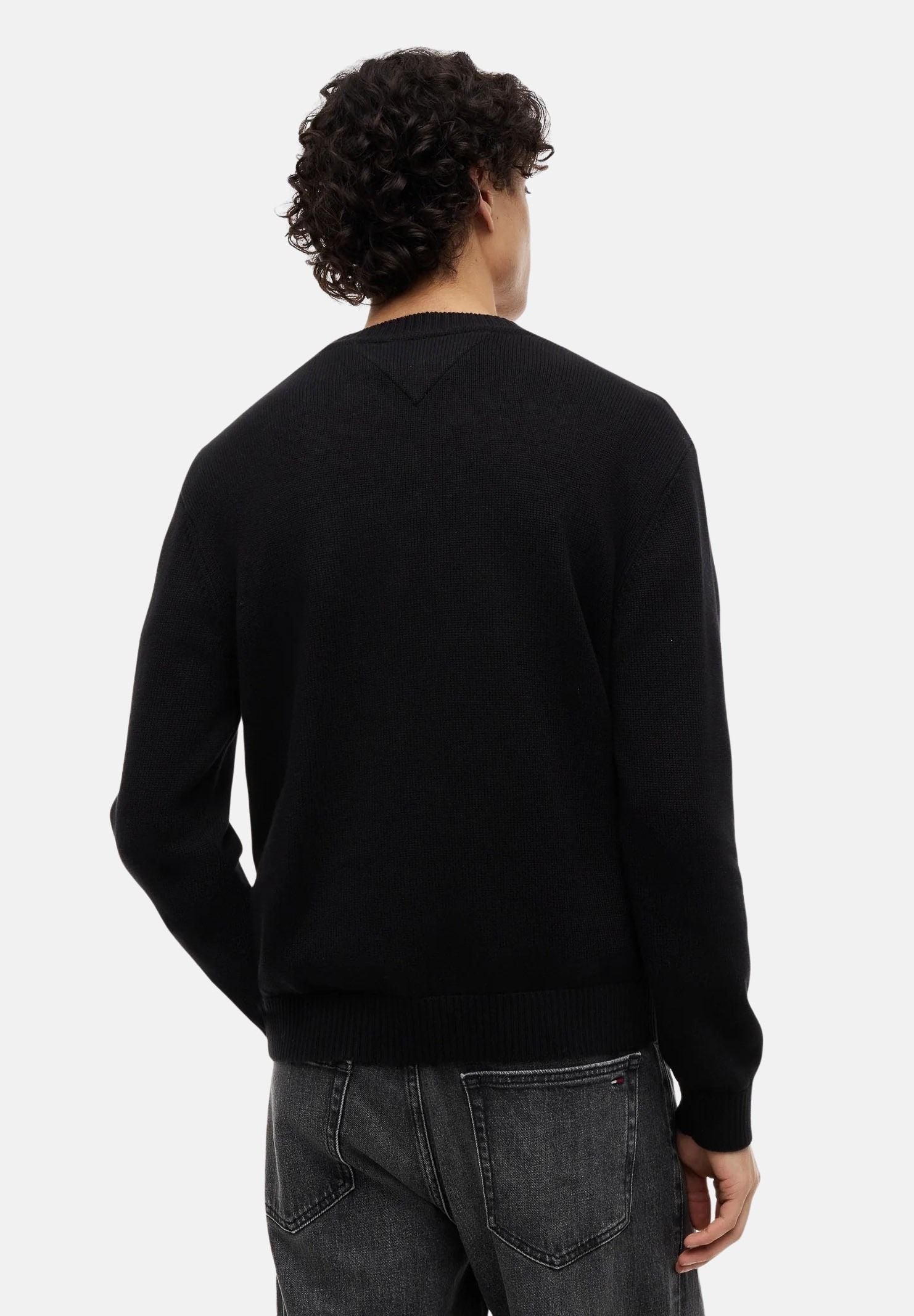 TOMMY JEANS Maglione FLAG LOGO CREWNECK nero da uomo<BR/> DM0DM23413 BDS TOMMY JEANS 