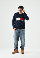TOMMY JEANS Maglione girocoll Dark Night Navy, blu scuro da uomo DM0DM23413 C1G TOMMY JEANS 