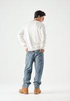 TOMMY JEANS Maglione FLAG LOGO CREWNECK ancient white biano da uomo<BR/> DM0DM23413 YBH TOMMY JEANS 