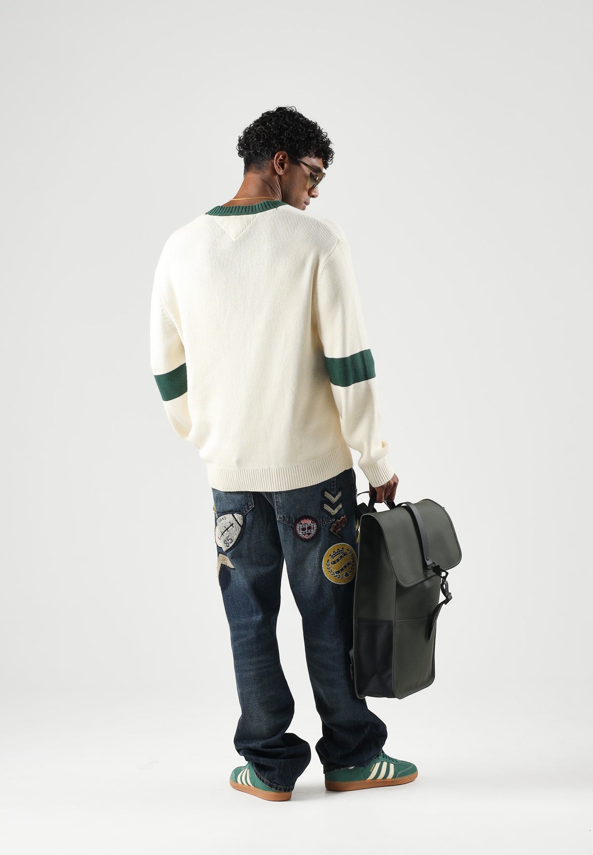 TOMMY JEANS Maglione REG NEW CLASSICS crema e verde per uomo e donna DM0DM23567 AEF TOMMY JEANS 