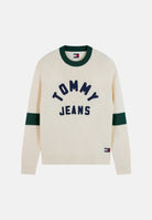 TOMMY JEANS Maglione REG NEW CLASSICS crema e verde per uomo e donna DM0DM23567 AEF TOMMY JEANS 