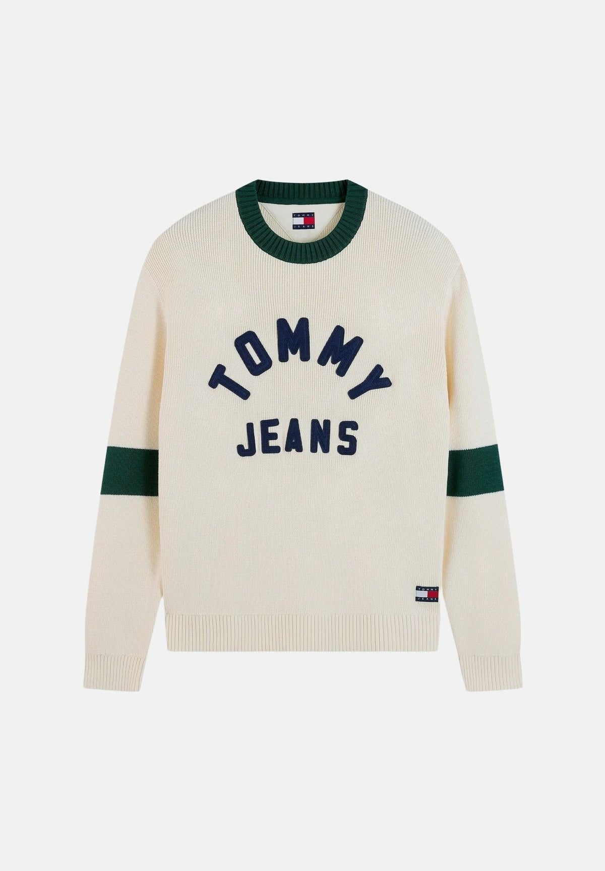 TOMMY JEANS Maglione REG NEW CLASSICS crema e verde per uomo e donna DM0DM23567 AEF TOMMY JEANS 