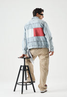 TOMMY JEANS Giubbotto Giacca RYAN in denim color basic blu da uomo<BR/> DM0DM23657 1AB TOMMY JEANS 