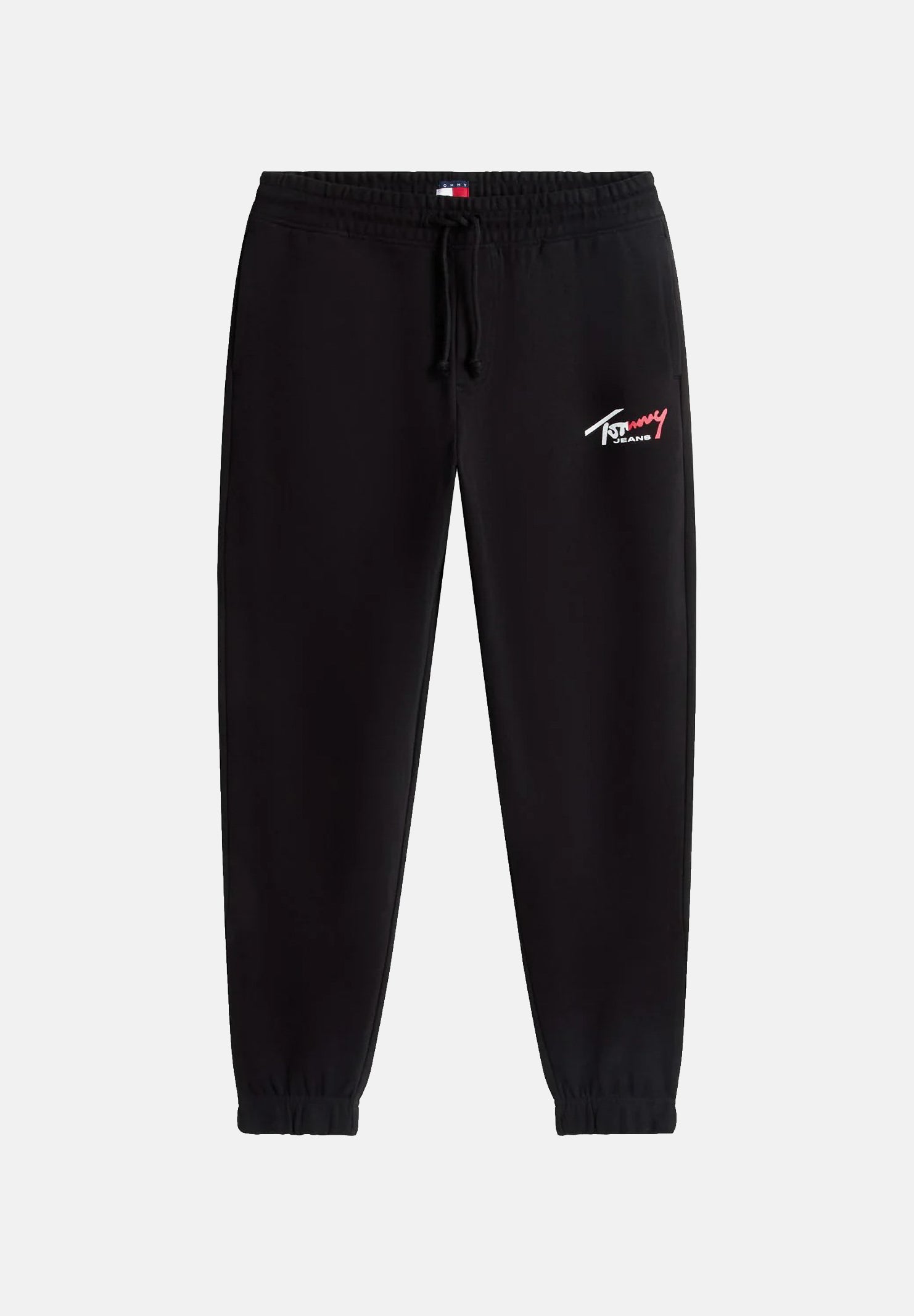 TOMMY JEANS Pantaloni da tuta TJM REGULAR nero da uomo con logo firma a contrasto.<BR/> DM0DM23903 BDS TOMMY JEANS 