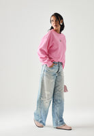TOMMY JEANS Felpa squadrata con distintivo Tommy Pink Daisy rosa, donna. DW0DW17325 TOU TOMMY JEANS 