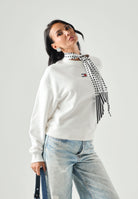 TOMMY JEANS Felpa girocollo BADGE BOXY ecru bianco da donna DW0DW17325 YBL TOMMY JEANS 