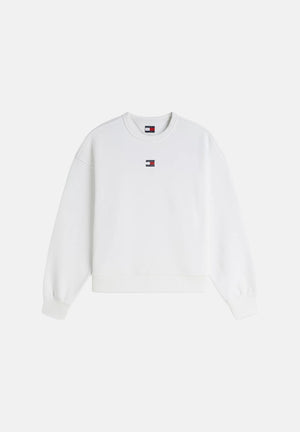 TOMMY JEANS Felpa girocollo BADGE BOXY ecru bianco da donna DW0DW17325 YBL TOMMY JEANS 