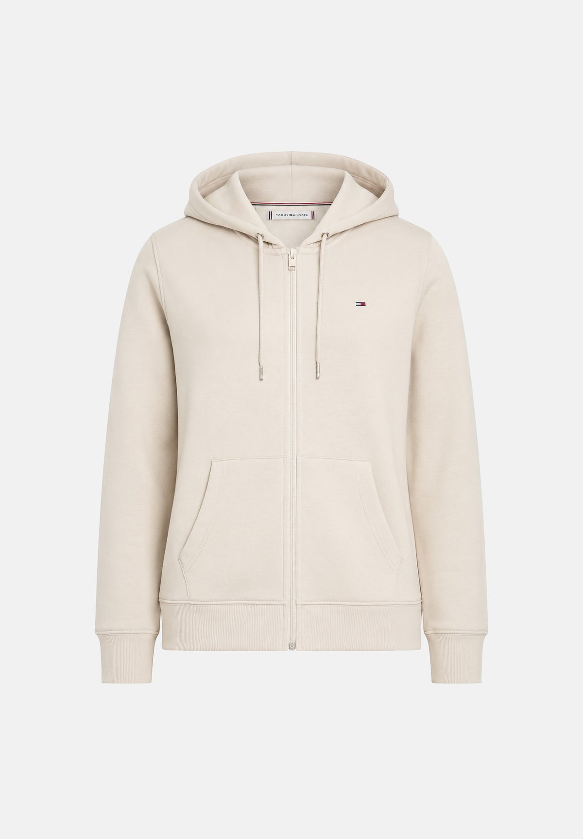TOMMY HILFIGER Felpa con zip e cappuccio Hoodie ecru beige, donna. DW0DW19729 AB9 TOMMY JEANS 