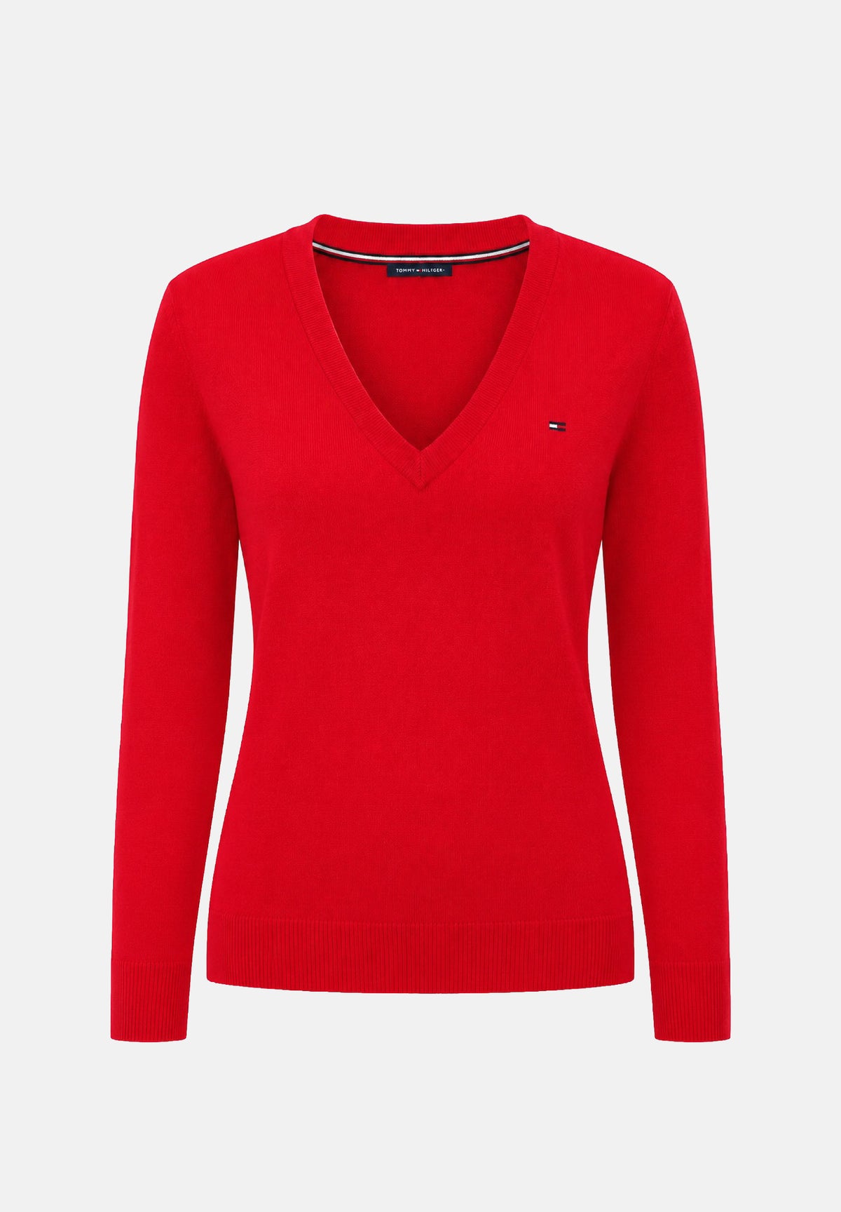 TOMMY JEANS Maglia Essential con scollo a V Amaryllis Red rosso donna. DW0DW19888 XK9 TOMMY JEANS 