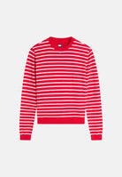 TOMMY JEANS Maglia ESSENTIAL CREW SWEATER girocollo,rossa e bianca da donna con fantasia a righe. DW0DW20159 0EX TOMMY JEANS 
