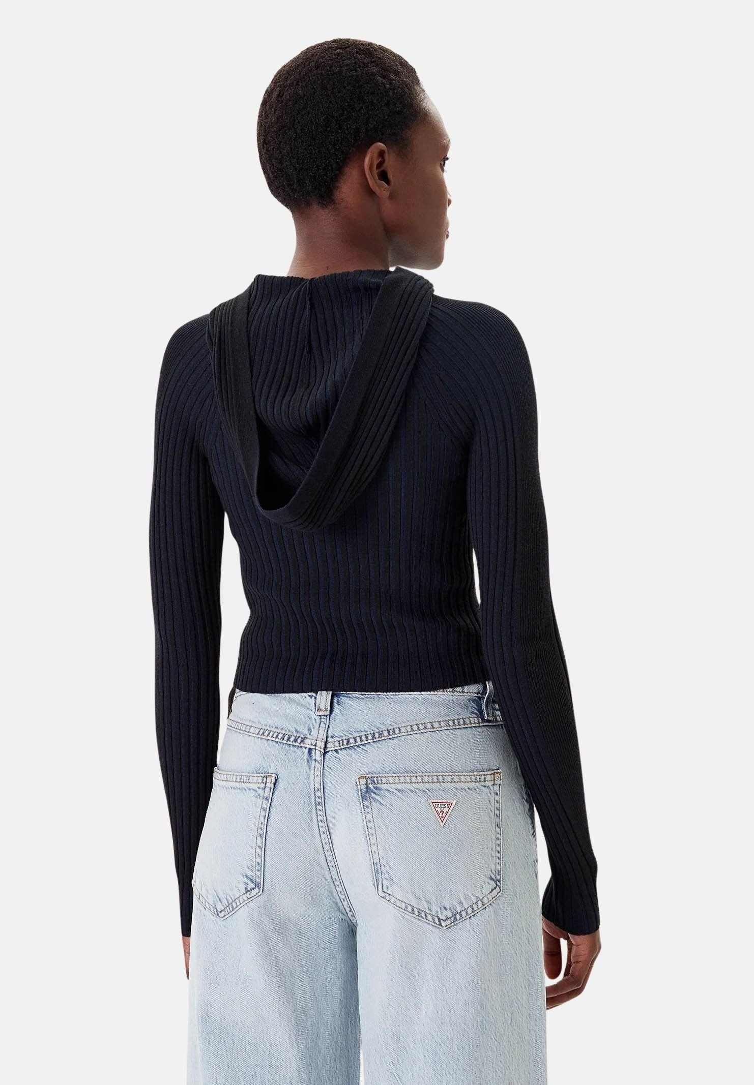 TOMMY JEANS cardigan Ribbed Zip-Thru Slim Cardigan nero da donna. DW0DW20974 BDS TOMMY JEANS 