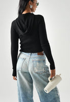 TOMMY JEANS cardigan Ribbed Zip-Thru Slim Cardigan nero da donna. DW0DW20974 BDS TOMMY JEANS 
