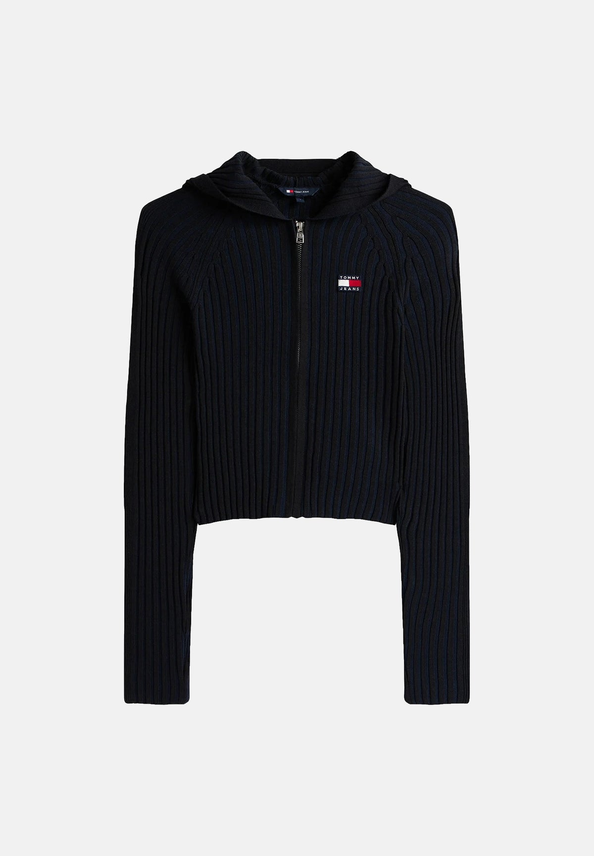 TOMMY JEANS Cardigan Ribbed Zip-nero da donna con lavorazione a coste DW0DW20974 BDS TOMMY JEANS 
