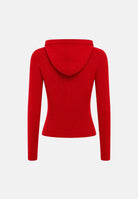 TOMMY JEANS  cardigan con cappuccio Ribbed Zip-Thru Slim Cardigan Amaryllis Red rosso donna. DW0DW20974 XK9 TOMMY JEANS 