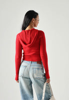 TOMMY JEANS Cardigan AMARYLLI con zip ribbed rosso da donna <BR/> DW0DW20974 XK9 TOMMY JEANS 