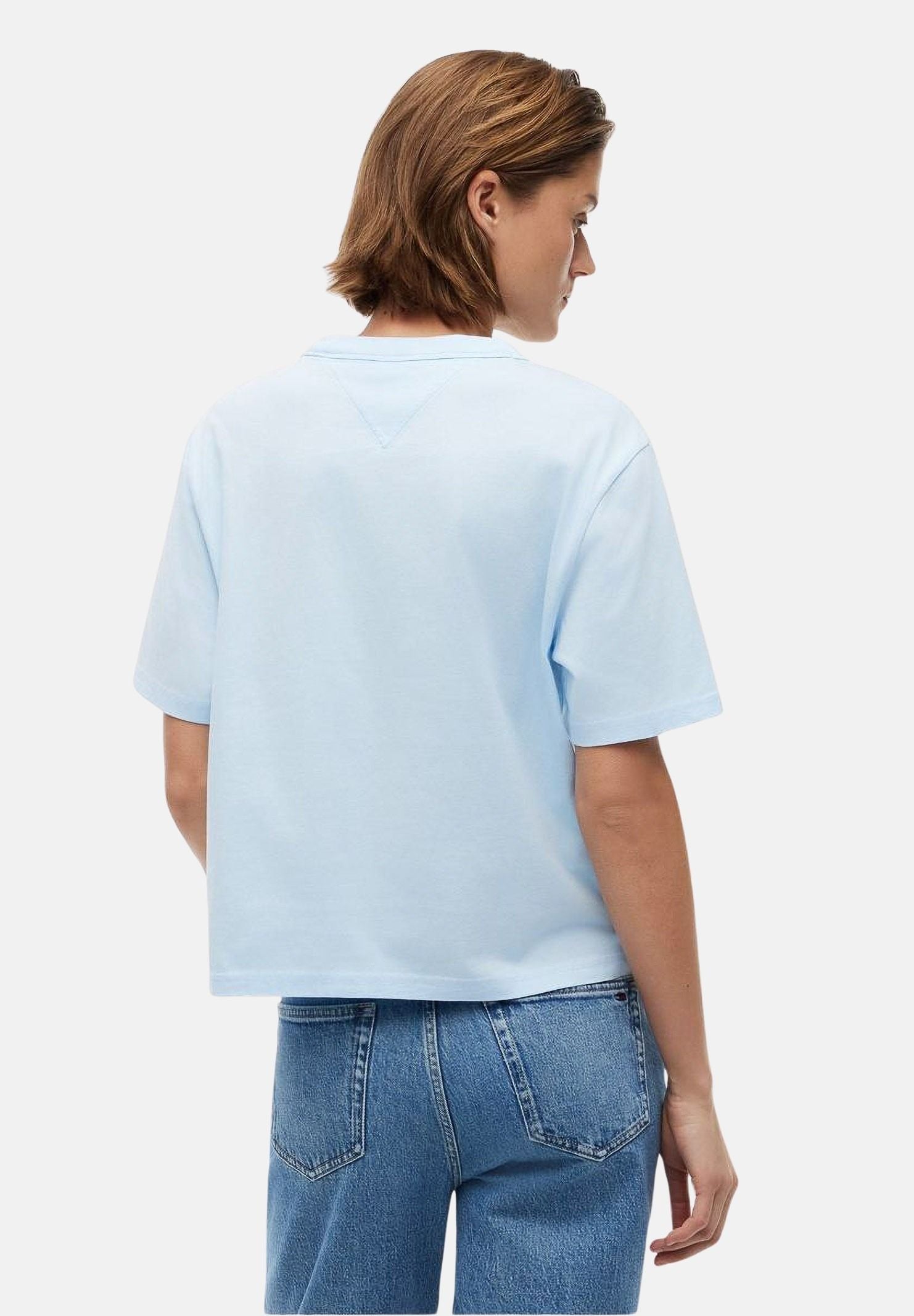 TOMMY JEANS t-shirt Tommy Badge Boxy Crew Neck T-Shirt celeste azzurro da  donna. DW0DW22202 C1R TOMMY JEANS 