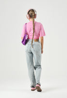 TOMMY JEANS T-shirt BADGE BOXY pink daisy rosa, da donna con bandierina ricamata sul petto<BR/> DW0DW22202 TOU TOMMY JEANS 
