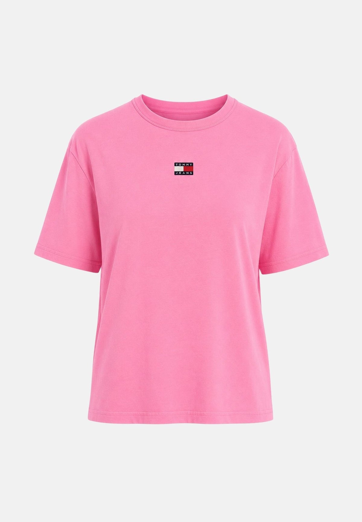 TOMMY JEANS T-shirt BADGE BOXY pink daisy rosa, da donna con bandierina ricamata sul petto<BR/> DW0DW22202 TOU TOMMY JEANS 