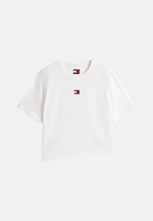 TOMMY JEANS t-shirt Tommy Badge Boxy Crew Neck T-Shirt ecru bianco, donna. DW0DW22202 YBL TOMMY JEANS 