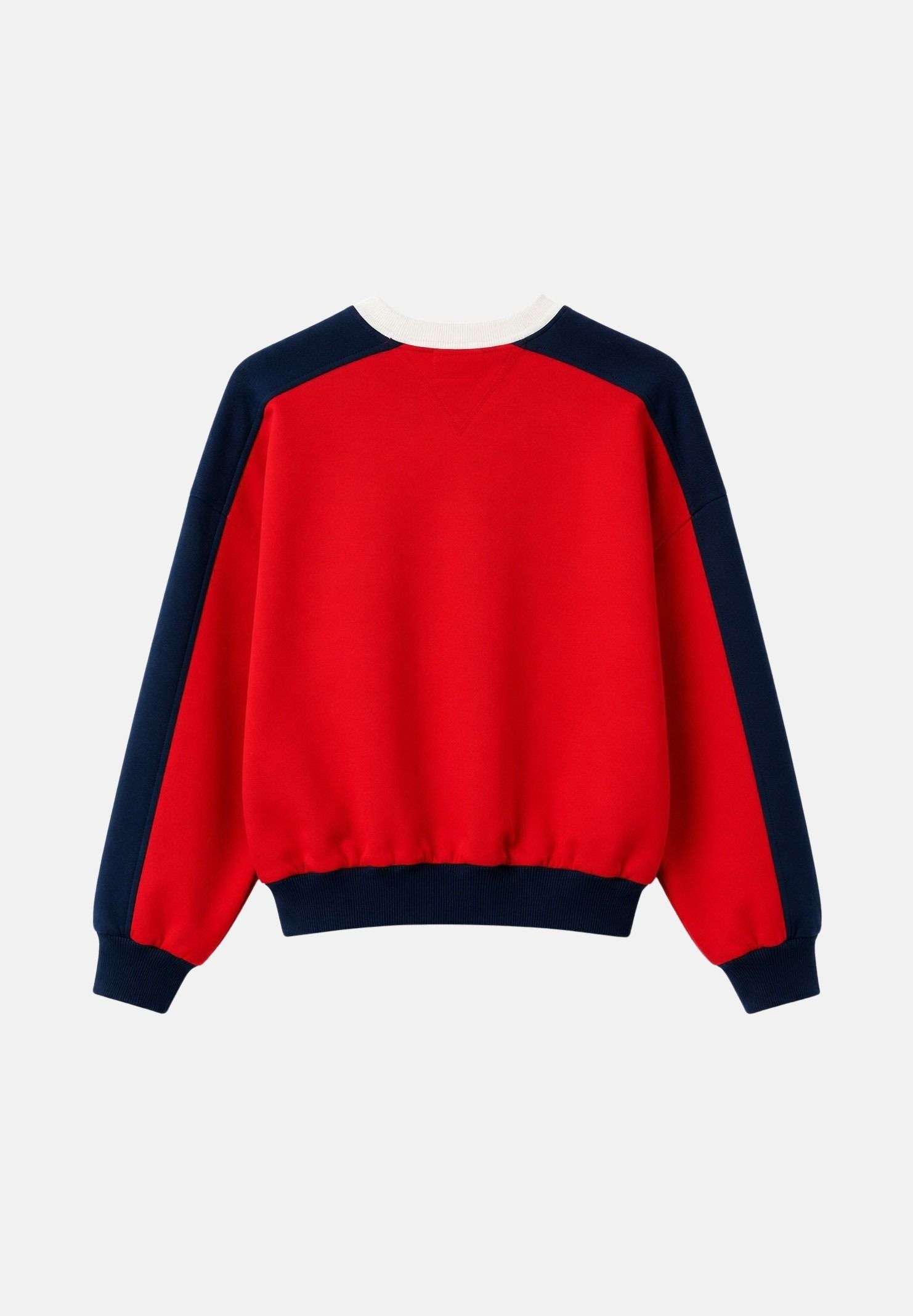 TOMMY JEANS Felpa AMARYLLIS girocollo, rosa dettagli navy, da donna con logo bandierina sul petto.<BR/> DW0DW22826 XK9 TOMMY JEANS 