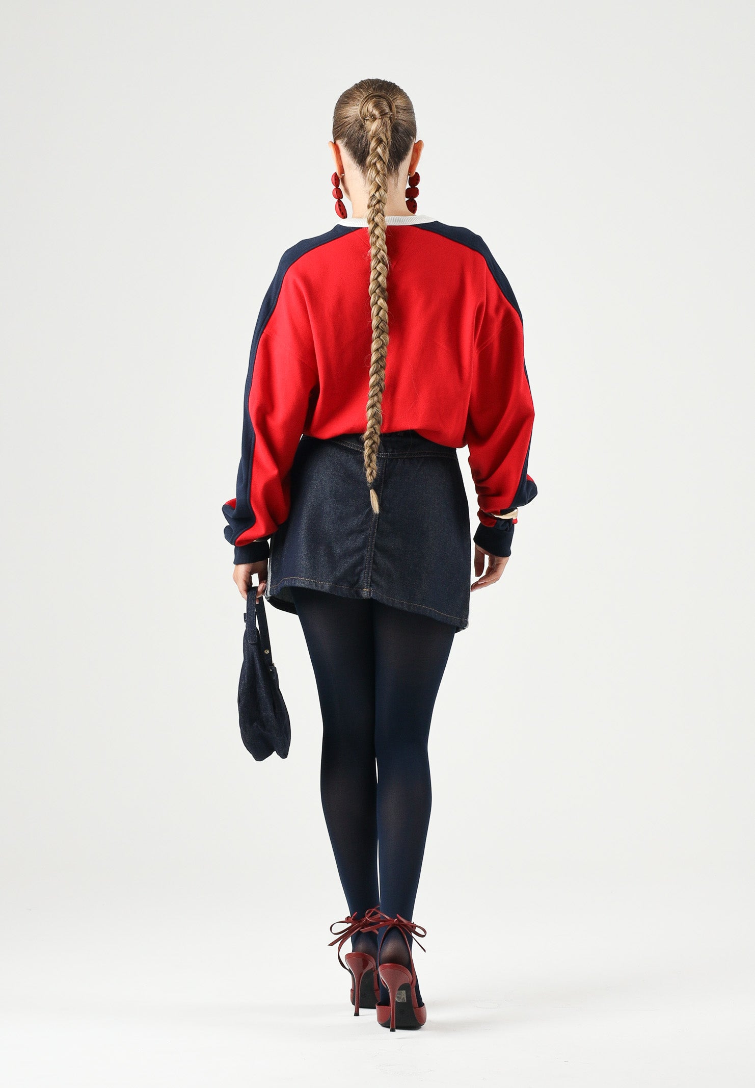 TOMMY JEANS Felpa AMARYLLIS girocollo, rosa dettagli navy, da donna con logo bandierina sul petto.<BR/> DW0DW22826 XK9 TOMMY JEANS 