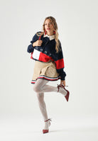 TOMMY JEANS polo rugby Tommy Flag Jersey Oversized Rugby Shirt Dark Night Navy blu bianco e rosso donna. DW0DW22827 C1G TOMMY JEANS 
