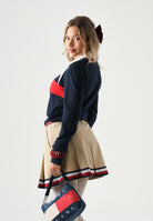 TOMMY JEANS pullover girocollo Tommy Flag Dark Night Navy blu navy donna. DW0DW22930 C1G TOMMY JEANS 